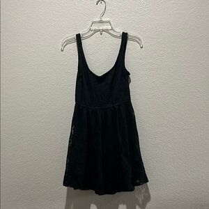 Catch My i Black Sleeveless Scoop Neck Mini Sundress Lace Flowy Party Dress Sz M